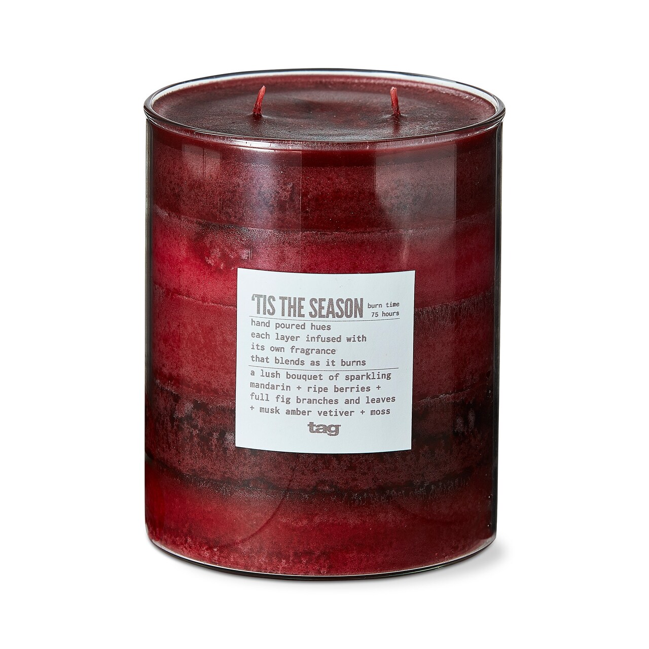 Frag Fusion 'Tis The Season Red Pillar Candle - Scented, 26.7oz, 75hr Burn Time, 4.9"h x 3.9"dia, Perfect for Christmas